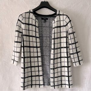 Forever21 B&W Plaid Fuzzy Cardigan *